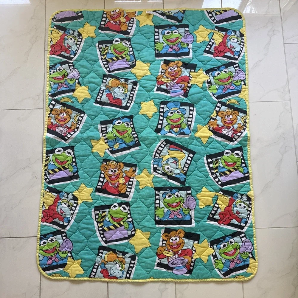 VTG Dundee Muppet Babies Baby Blanket Crib Quilt Jim Henson 53x41 USA MADE‎ RARE